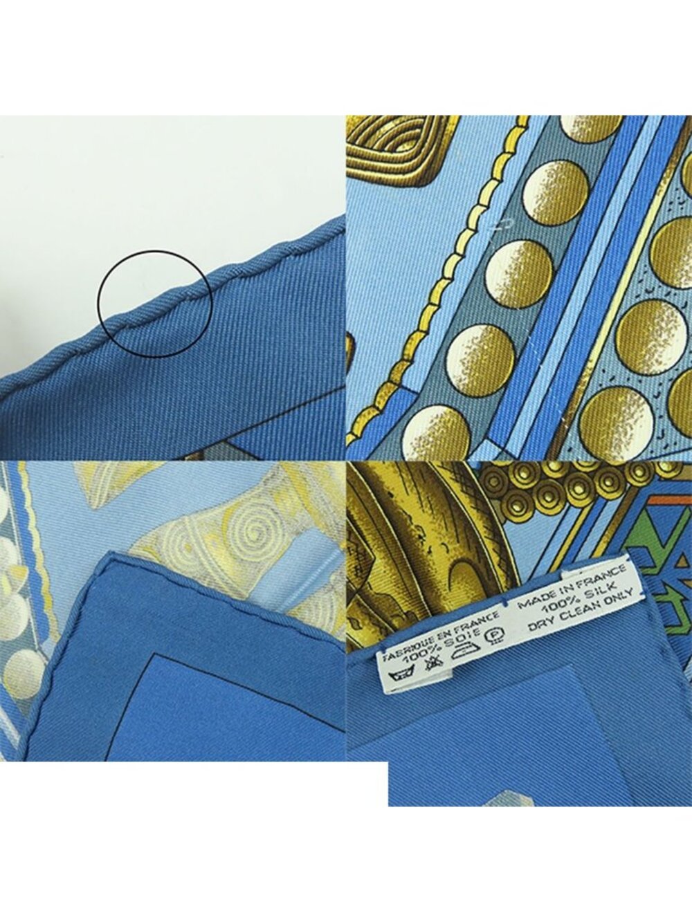 Hermes Carre 90 Blue Gold Silk L'or Des Chefs Scarf - Picture 9 of 9